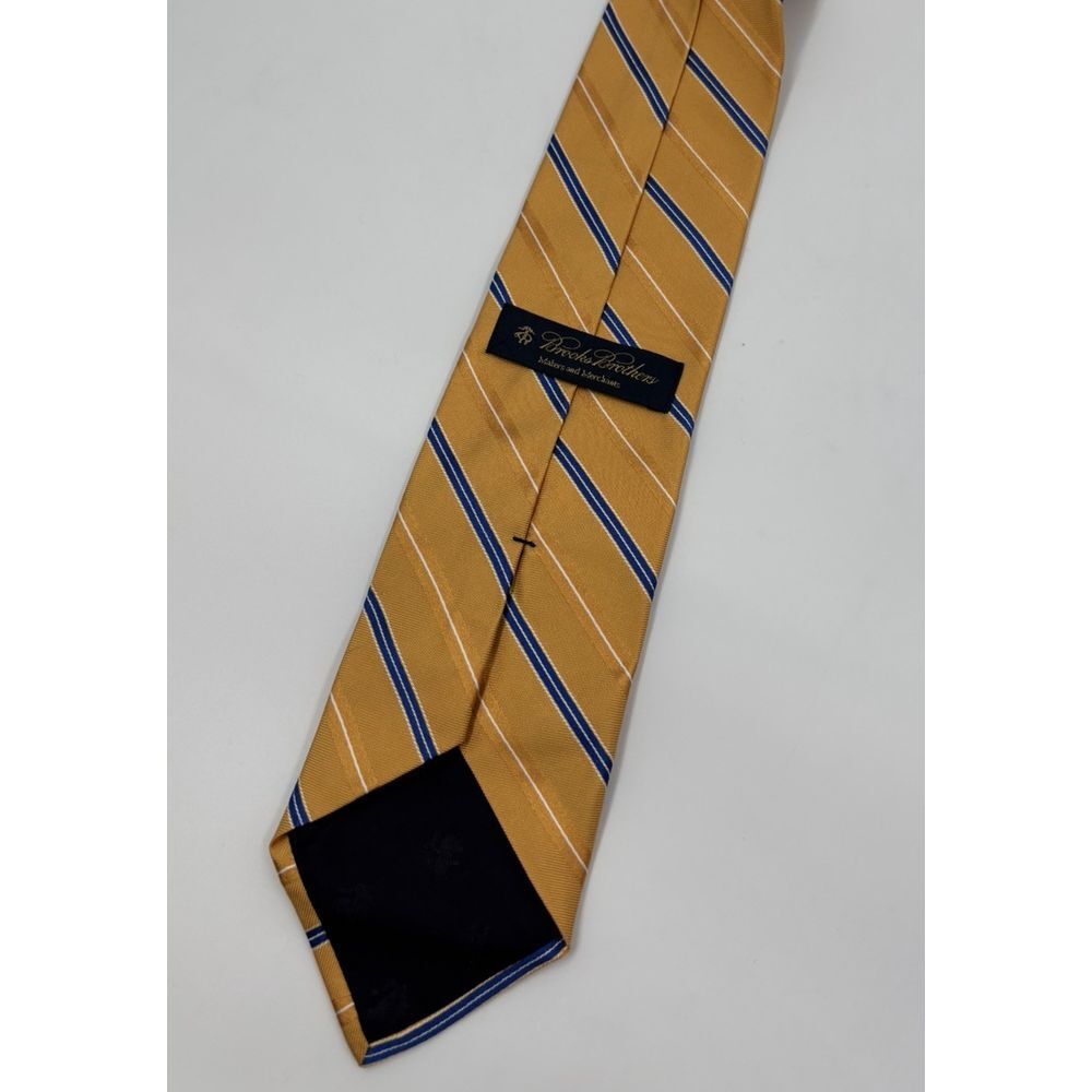 Brooks Brothers Silk Yellow Striped Width 3.5" Length 58" Tie - Picture 2 of 4